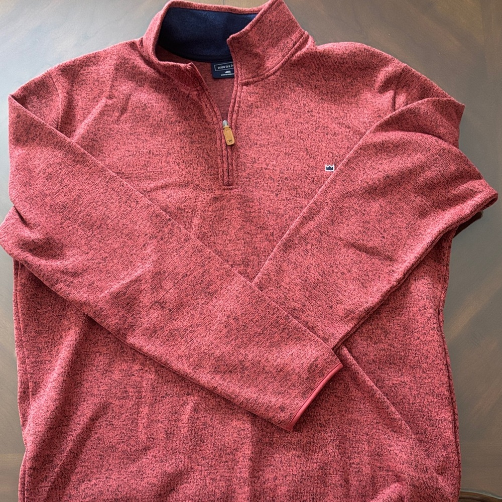 Crown and ivy Men's Heathered Maroon Quarter-Zip Sweater